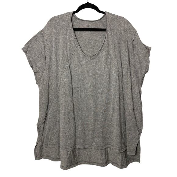 Free People Movement Oversized Tee Shirt Raw Hem Sleeve Gray Size S Athleisure - Picture 1 of 7